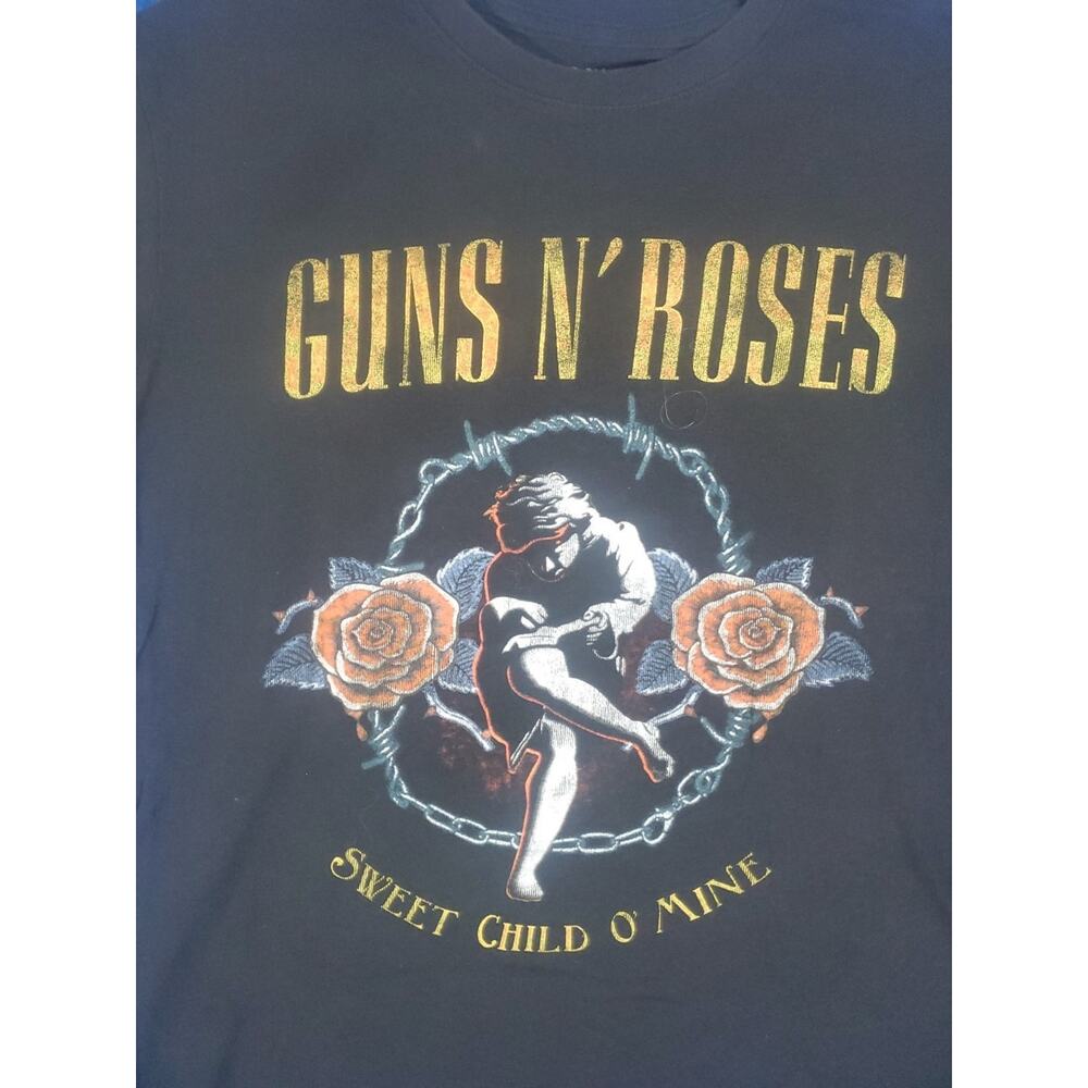 Guns N Roses Women Top L Black T-Shirt Sweet Child O Mine Graphic Short Sleeve - Picture 2 of 12